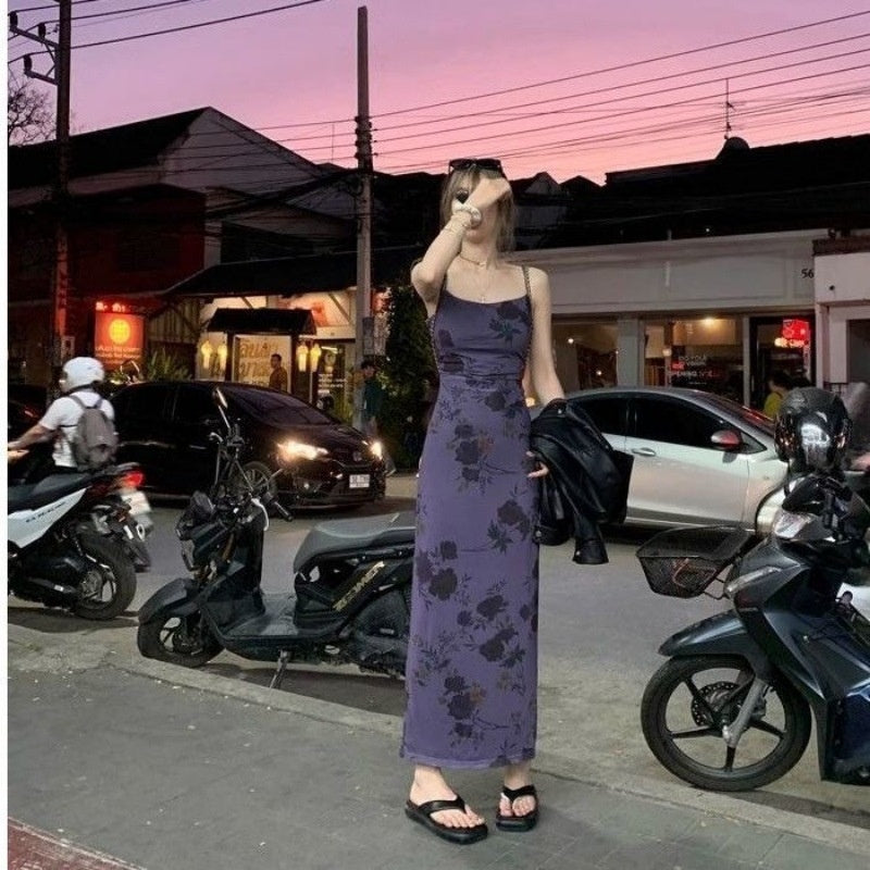 Elegant French Floral Summer Dress For Women