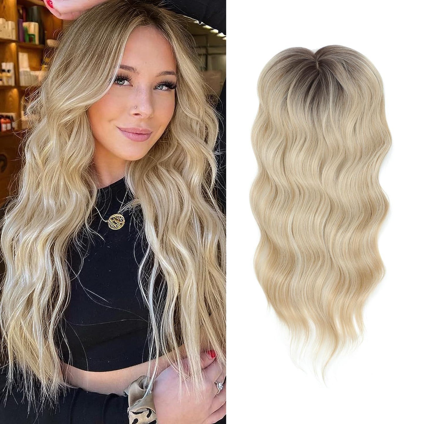 Womens Hollow Mesh Lace Figure-8 Water Wave Hair Extension Piece For Wigs