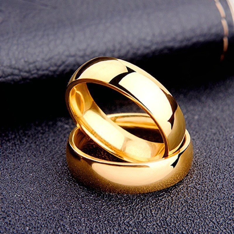 Stylish, Light-luxury 18K Gold-colored Plain Titanium Steel Ring For Women