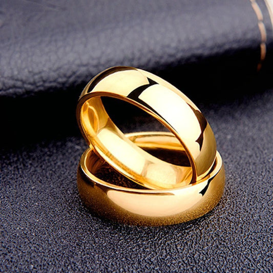 Stylish, Light-luxury 18K Gold-colored Plain Titanium Steel Ring For Women