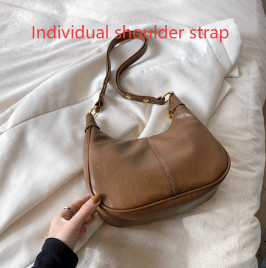 Underarm Bag Oil Wax Leather Trendy Texture One-shoulder Crossboby Bag Women's Bag