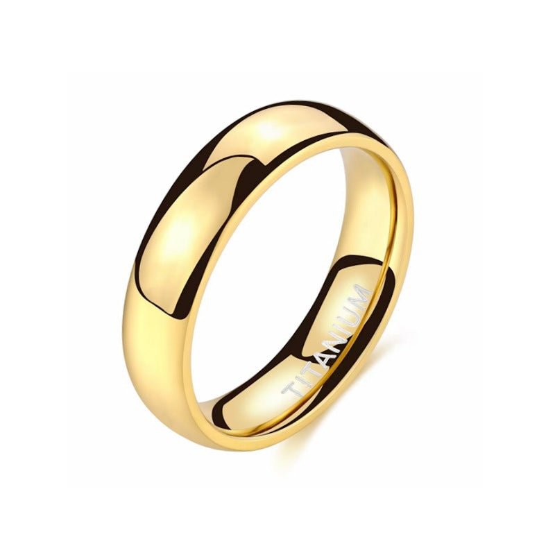 Stylish, Light-luxury 18K Gold-colored Plain Titanium Steel Ring For Women