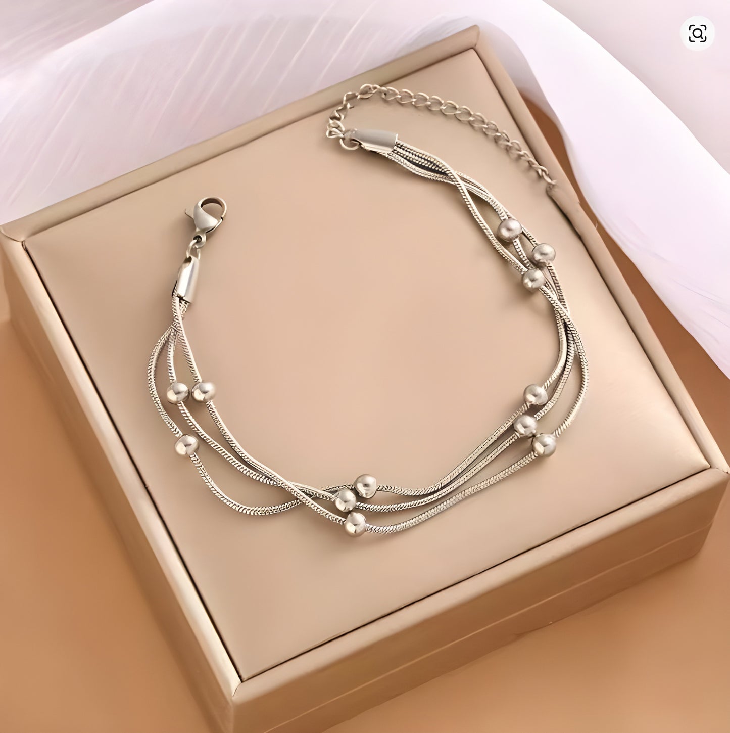 Stainless Steel Three-layer Beaded Bracelet Trendy Titanium Steel