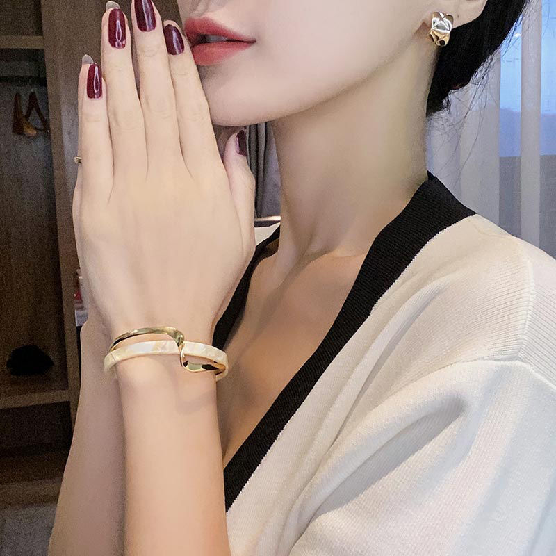 Light-luxury Panel Curved Metal-textured Korean-style Trendy Social Media Worthy Jewelry