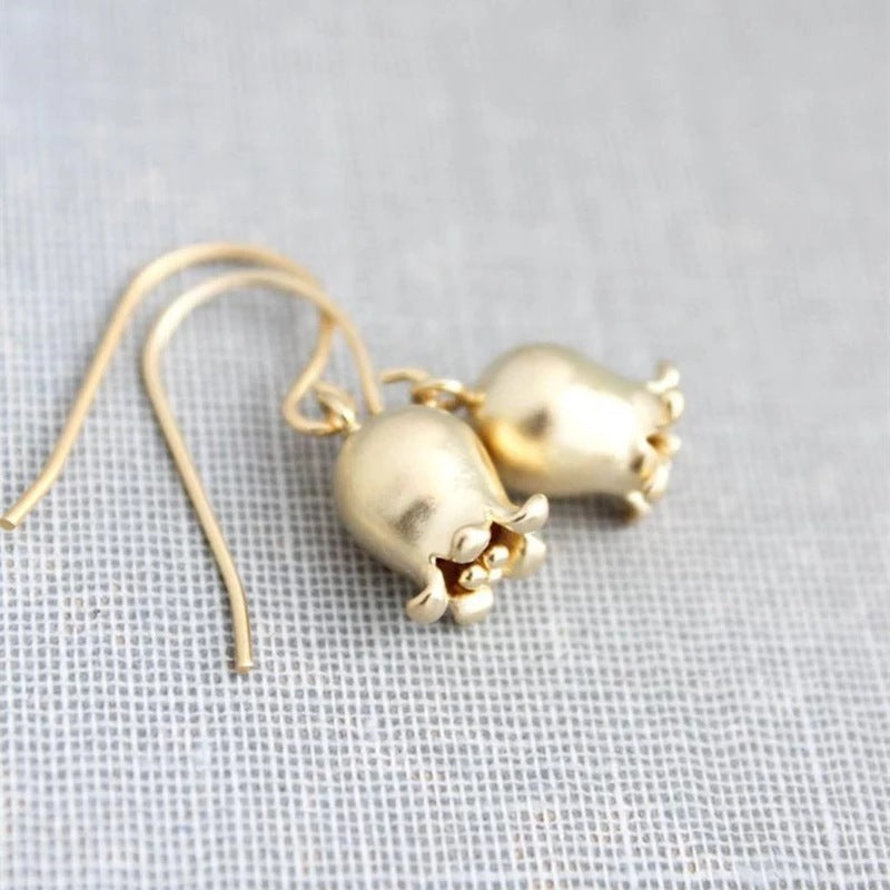 Lily Matte Gold Bell Flower Earrings For Women