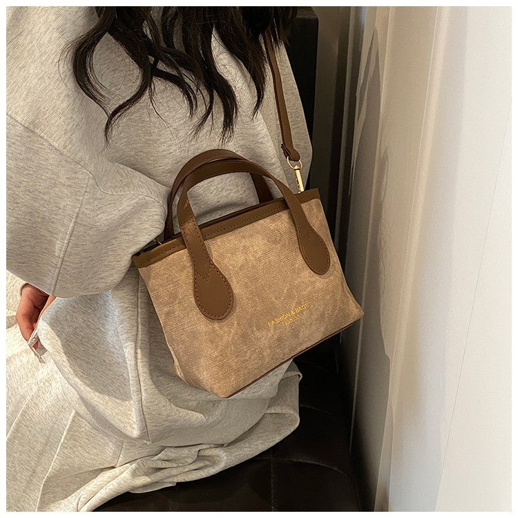 Retro Shoulder Bag Large Capacity Portable Bucket Bag