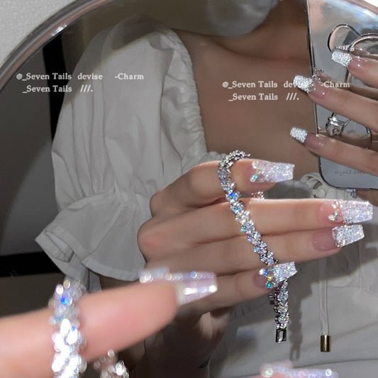 Cuban Full-diamond Bracelet For Women A Light-luxury Niche Design