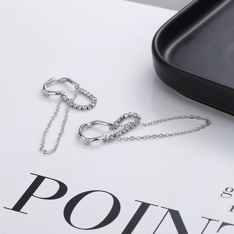 Micro-pave Diamond Long Tassel Chain Ear Cuff