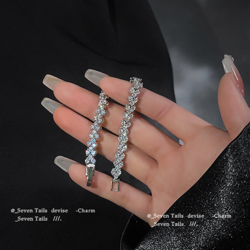 Cuban Full-diamond Bracelet For Women A Light-luxury Niche Design